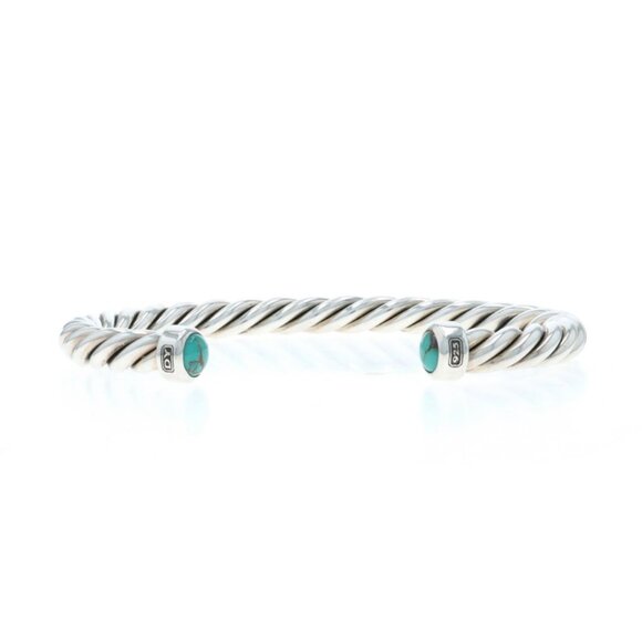 David Yurman Cable 6mm Men's Turquoise Cuff Bracelet 7 1/4" - Sterling 925 - Picture 1 of 6